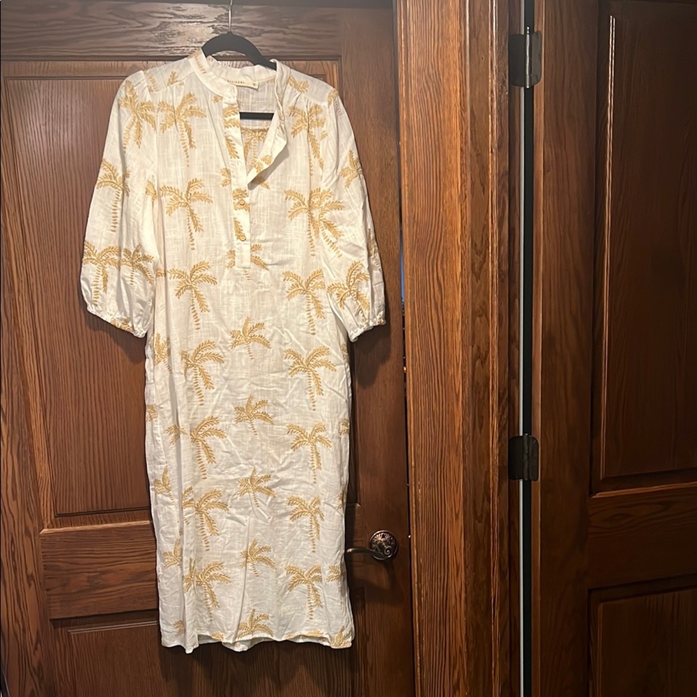 Ellison White and Gold Palm Dress